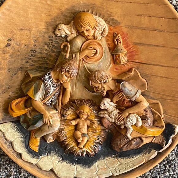 Vtg 1987 Fontanini Christmas Plate O Come Let Us Adore Him Elio Simonetti 9" 3D - Picture 2 of 8